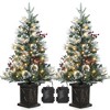 2 PCS Artificial Christmas Tree with Lighting, 90 cm Artificial Christmas Tree Snow-Flocked with 78 LED Retro Pot Base Christmas Decoration - 3 of 4