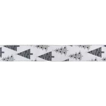 Northlight Gray and White Glitter Snowflake Christmas Wired Craft Ribbon 2.5 x 16 Yards