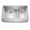 Miligore 33" x 21" x 10" Deep Double Bowl (60/40 Split 16-Gauge Stainless Steel) Farmhouse Apron Kitchen Sink with Drains/Grids - 2 of 4