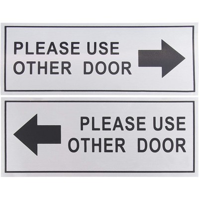 Juvale Please Use Other Door Signs - 2-Pack Metal Please Use Other Door Signs, Aluminum Self-Adhesive Wall Plates, 4.7 x 11 Inches