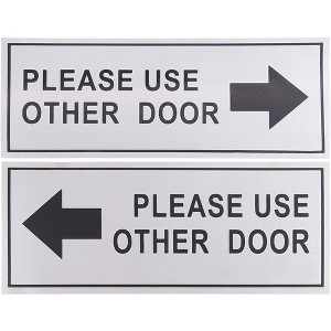 Juvale Please Use Other Door Signs - 2-Pack Metal Please Use Other Door Signs, Aluminum Self-Adhesive Wall Plates, 4.7 x 11 Inches - 1 of 4