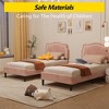 Twin Bed Frames with Smart LED Lights, Upholstered Bed Frame with Height Adjustable Bear Headboard, Velvet Princess Platform Bed Frame for Kids/Girls - 3 of 4