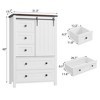 Farmhouse 5 Drawer Dresser for Bedroom, 48" Tall Wood Dresser Chest of Drawer with Sliding Barn Door - 2 of 4
