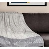 HomeRoots 50" X 60" Ivory and Gray Woven Cotton Striped Throw Blanket with Fringe and Embroidery - 2 of 4