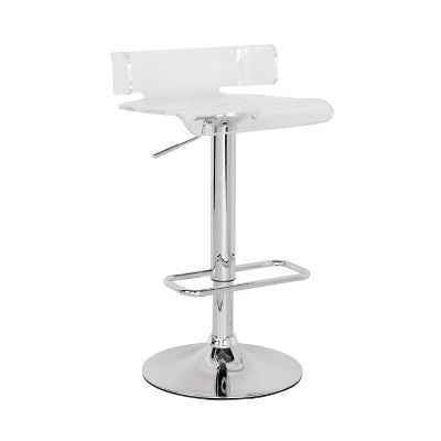 Rania Gray Acrylic and Chrome Adjustable Swivel Bar Stool