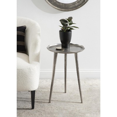 Alessia Silver Round Cast Aluminum Side Table