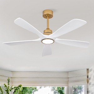 TOBILI 52 Inch Indoor Ceiling Fans With Lights, Dimmable LED, 5 Solid Wood Blades,Ceiling Fan with light for Bedroom, Living Room, Study Room - 1 of 4