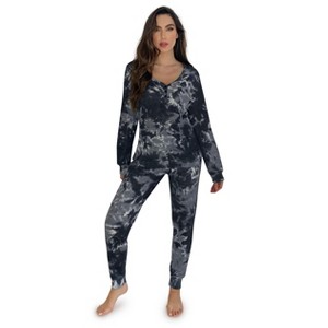 #followme Tie Dye 2 Piece Jogger Thermal Pajama Set for Women 6862-10575-XXL - 1 of 3