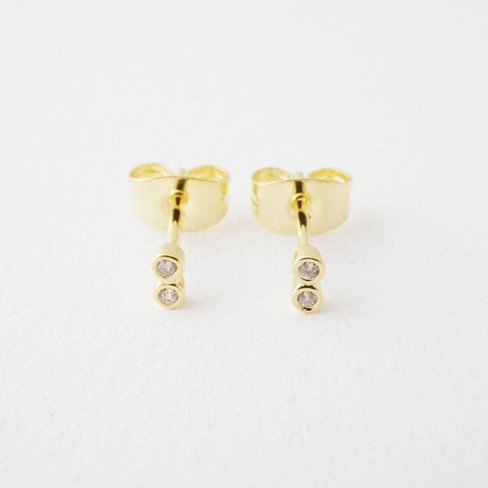 Mini Double Crystal Stud Earrings in Gold, Silver, Rose Gold - Honeycat - image 1 of 4