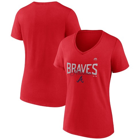 MLB Atlanta Braves Women's Short Sleeve V-Neck Core T-Shirt - M