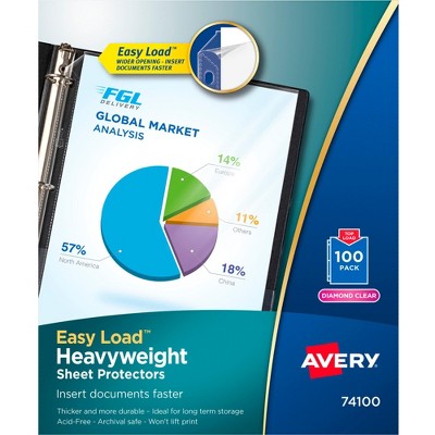 Avery Heavyweight Sheet Protectors, 8-1/2 x 11 Inches, Diamond Clear, Pack of 100