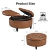 30 Inch Large Round Lift Top Ottoman, Leather Ottoman Coffee Table with Storage - 2 of 4