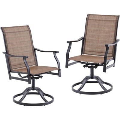 VisioGear Patio Dining Chairs, 2 Pieces Outdoor Dining Chairs Set, 360°Swivel Dining Chair for Patio, Brown, 23"*21.7"*40.2"