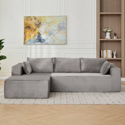 110" Modern Modular Corduroy Sectional Sofa with Chaise Lounge, L-Shaped Couch with Deep Seats for Living Room or Bedroom – The Pop Home