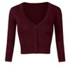 Women's Classic 3/4 Sleeve Open Front Cropped Cardigan Sweater Lightweight Knit Short Shrugs - 3 of 4