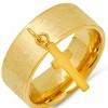Steeltime Ladies stainless steel Our Father english prayer band ring with cross charm - 2 of 4