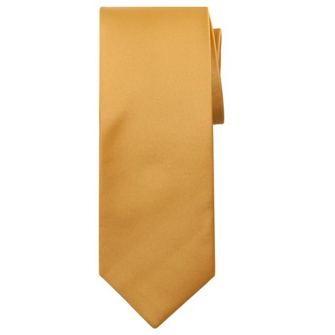 Thedappertie Men's Gold Solid Color 3.25 Inch Width Neck Tie With Hanky ...