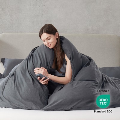Luxurious King Size Gray Microfiber Duvet Cover Set