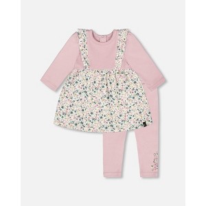 Deux par Deux Girl Organic Cotton Bi-Material Tunic and Leggings Set Neutral Purple - 1 of 4