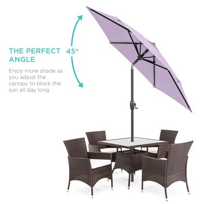Lavender Hexagon Market Patio Umbrella with Black Metal Pole