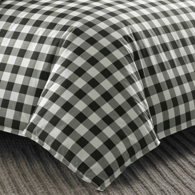 Twin Black and White Cotton Plaid Duvet Cover Set
