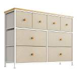 REAHOME 8 Drawer Steel Frame Bedroom Storage Organizer Chest Dresser with Waterproof Top, Adjustable Feet, and Wall Safety Attachment, Taupe