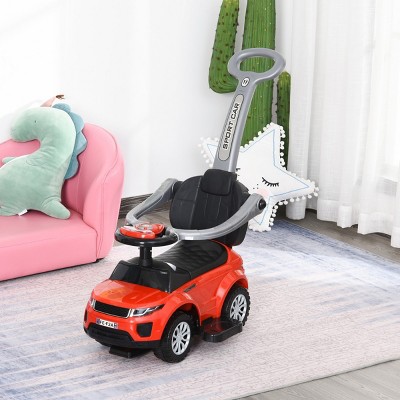 Sillysis 2 In 1 Push Cars for Toddlers Kid Ride on Push Car Stroller Sliding Car with Horn Music Light Function Secure Bar Ride on Toy