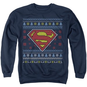 Superman Ugly Christmas Logo Adult Crewneck Sweatshirt - 1 of 4