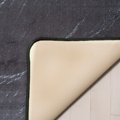 Black and Gray Abstract Synthetic Area Rug