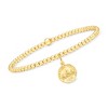 Pure Collection by Ross-Simons Italian 3mm 18kt Gold Vermeil Bead Stretch Bracelet With Replica Lira Coin Charm - 3 of 4