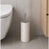 Home Mart Goods 15" Tall Embossed Textured Beige Cream Ceramic Toilet Brush Set with Holder - 2 of 4
