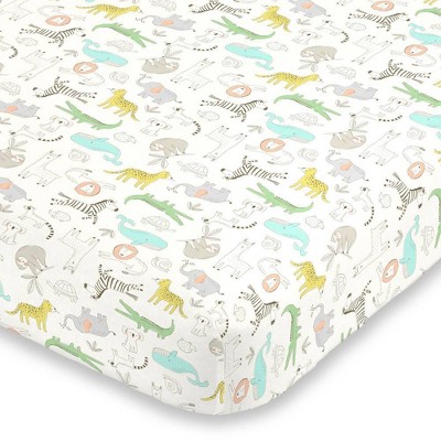 Carter's Colorful Zoo Animals Super Soft Fitted Crib Sheet