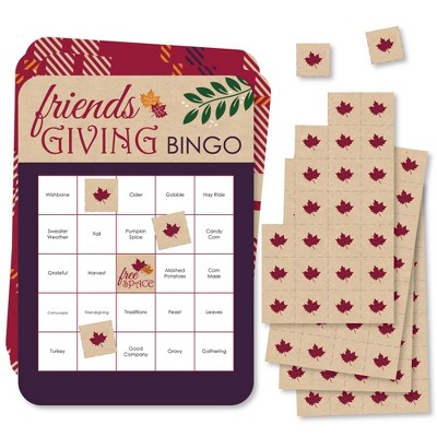 Big Dot of Happiness Friends Thanksgiving Feast - Bingo Cards and Markers - Friendsgiving Party Bingo Game - Set of 18