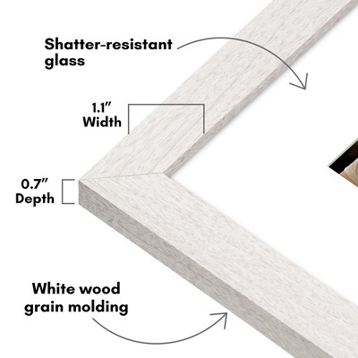 White 8x8 Wide Molding Picture Frame with Mat