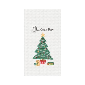 C&F Home 27" x 18' Holiday Christmas Tree Cotton Embroidered & Waffle Weave Kitchen Dish Towel - 1 of 4