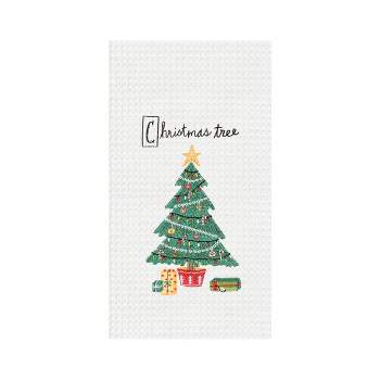 C&F Home 27" x 18' Holiday Christmas Tree Cotton Embroidered & Waffle Weave Kitchen Dish Towel