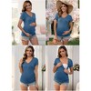 INSPIRE CHIC 2 Pcs Women's Soft Material Faux Wrap Side Ruched Cross V Neck Maternity Top - 3 of 4