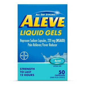 Aleve NSAID Pain Reliever & Fever Reducer Liquid Gels, Naproxen Sodium, Pain Relief - 50ct - 1 of 4