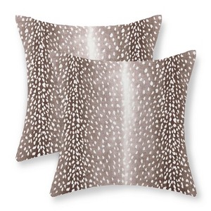 Antelope Pillow Covers 18x18 Inch Set of 2 Animal Print Pillow Cases Brown Throw Pillows Boho - 1 of 4