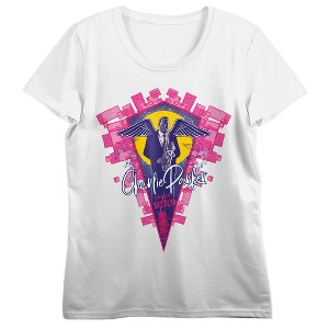 Charlie Parker with Angel Wings Women's White Tee with Short Sleeves and Crew Neck - 1 of 3