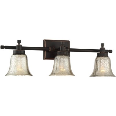 Bronze 26.5" 3-Light Industrial Wall Fixture with Mercury Glass Shades
