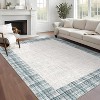 Modern Bordered Striped Runner Rug - Washable Stain Resistant Throw Carpet with Non-Slip Backing Low Pile Floor Cover for Hallway Laundry Bedroom - 2 of 4
