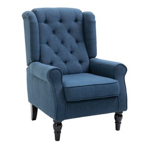 Fabric Tufted Club Accent Chair with Wooden Legs - 1 of 4