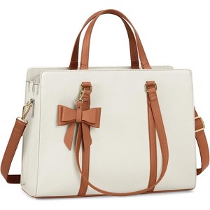 Laptop Bag for Women Waterproof Leather Computer Bag Large Lightweight Briefcase - 1 of 4