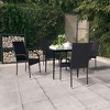 vidaXL Garden Dining Set Black PE rattan, powder-coated steel, glass - 31.5" table length Black 4 - 2 of 4
