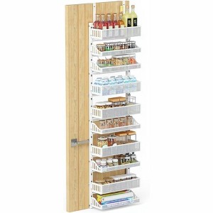 Acekool 10-Tier Over the Door Storage Organizer with Adjustable Metal Mesh Baskets – Hanging Spice Rack & Can Holder, Black - 1 of 4