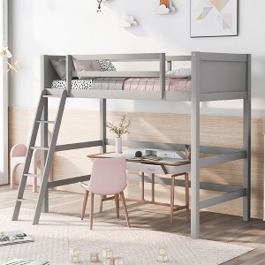 NicBex Twin Size Bunk Bed Loft Bed Pine Bed Frame with Inclined Ladder and Full Length Guardrail, No Box Spring Required, Space Saving - 1 of 4