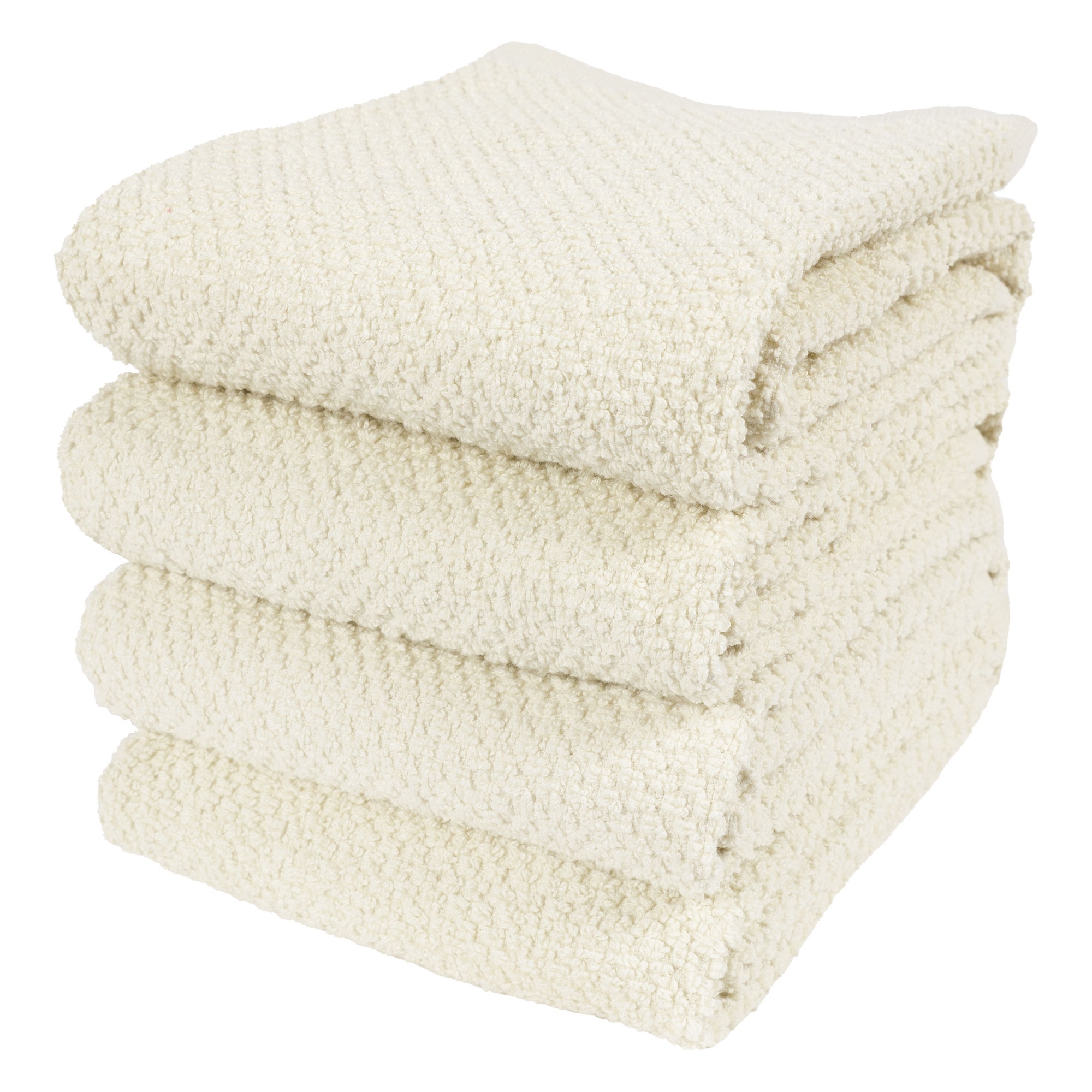 KAF Home Set of 4 Deluxe Popcorn Terry Kitchen Towels | 20 x 30 Inches | 100% Cotton Kitchen Dish Towels (Alabaster)