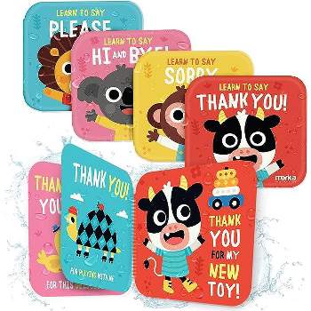 merka Baby Bath Books for Toddlers - 4 Floatable Waterproof Plastic Books (Thank You, Sorry, Hi Bye, Please)
