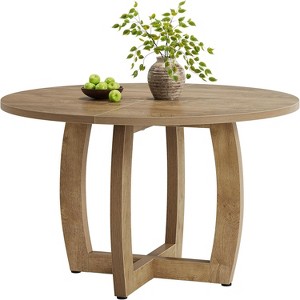 Lantine Round Dining Table for 4 People, 47.2-Inch Round Wooden Kitchen Dinner Table with Cross Base for Dining Room - 1 of 4